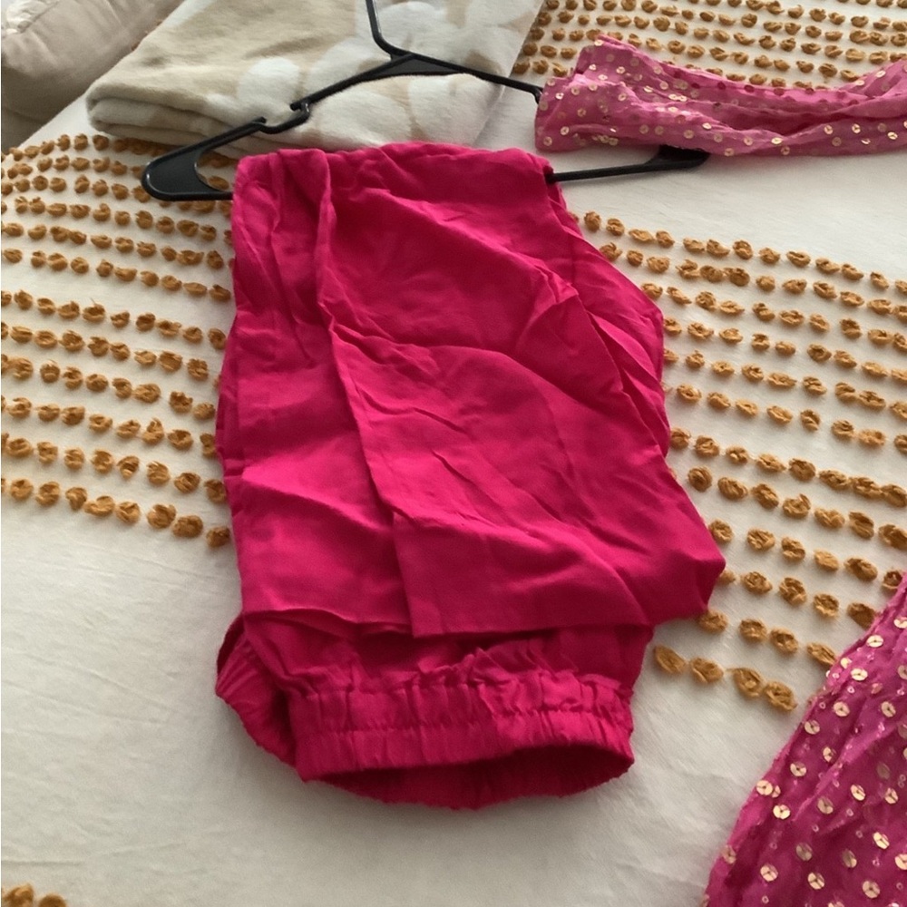 Fuchsia Sequin Dot Maxi Dress/indian Pakistani - Picture 7 of 7